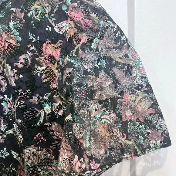 Zara Woman Black with MultiColor Flowers Lace Dress Size S Midi Length - Picture 4 of 5